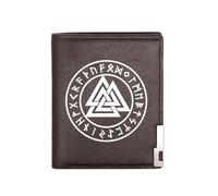 LOKAXXZU Portafogli autentici in pelle retrò medievale unica, borsetta di monete di lusso per il compleanno di Natale maschile, a molti stili Nordic Viking Symbol Amulet Wallet (Colore: C-Wallet 30)