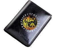 LOKAXXZU Portafoglio con cerniera tascabile vintage unica, borse corta in pelle di grande capacità, Simbolo vichingo Simbolo Amulet Porta della Carta Boy Boy Male No Novelty Gift, Black, Style 11