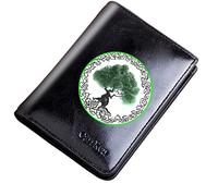 LOKAXXZU Portafoglio con cerniera tascabile vintage unica, borse corte bifold in pelle di grande capacità, simbolo vichingo del supporto per amuleto con card book boy boy novità regalo, nero, stile 9