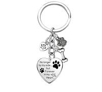LOKAXXZU Regali commemorativi del Cane da Cane Portachiavi Non al Mio Fianco per Sempre nel Mio Cuore Perdita della Catena Chiave dei Regali per Cani Stampe di Gambo di simpatia, Argento, Una Taglia