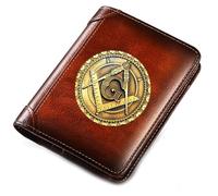 LOKAXXZU Simbolo Masonic Ag portafogli in pelle autentica, un unico portasche per cartoncino da uomo, portafoglio da viaggio vintage (stile 1)