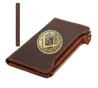 LOKAXXZU Simbolo Masonic Ag portafogli in pelle autentica, un unico portatore di cartoncino da uomo, portafoglio da viaggio vintage (stile 4)