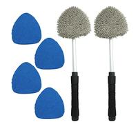 LOKAXXZU Strumento di Pulizia del Parabrezza dell'auto, utensile per detergente per finestre all'Interno con Manico estesibile, Microfibra da 4 pc e Chenille da 2 pc, Strumento di detergente per