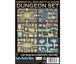 Loke BattleMats | Essential RPG Battle Maps Dungeon Set | Accessorio, Compatibile Con 5E E Fantasy RPG, 6 Mappe Dungeon Modulari Dry Erase, 3 Fogli Pieghevoli Double-Sided