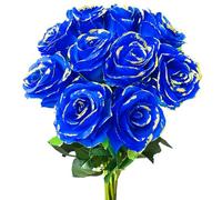 Lokediren Rose artificiali glitterate, 10 rose finte con steli lunghi, realistiche, per regali di San Valentino, festa della mamma, decorazione per casa, matrimoni, feste, 10 pezzi