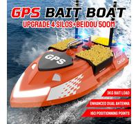 LOKEEVAN V802PRO Bait Boat per la pesca alla carpa con doppia antenna GPS, 4 tramogge e luci, telecomando fino a 500 m 12000 mAh