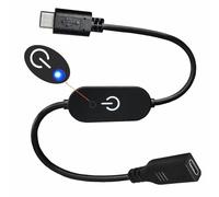 LOKEKE USB tipo C maschio a femmina touch dimmer on/off controller spina cavo presa per strisce LED interruttore luce 0,3 m (nero)