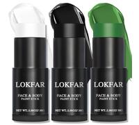 LOKFAR Bastone nero e verde e bianco per viso e corpo, fondotinta bianco, bastone nero per occhi da baseball, kit professionale per trucco viso per Halloween, zombie, clown, vampiro, scheletro, strega