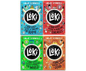 Loki A Bad God's Guide Series Collection 4 Books Set By Louie Stowell (Guide To Taking The Blame & Guide To Being Good, Guide to Ruling the World, Guide to Making Enemies)