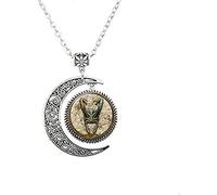 Loki - Collana con ciondolo a forma di luna con scritta "God of Mischief" (lingua italiana non garantita)
