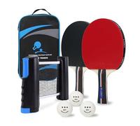 Loki Set di racchette da ping pong con rete e palline a 3 stelle, racchetta da ping pong di alta qualità con approvazione ITTF, rete estensibile, borsa per il trasporto per ping pong