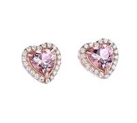 LOKILOKI 925 Gioielli in Argento Sterling Creati con Cuore Morganite Orecchini in Argento Dolce Stile Romantico per Regali di Anniversario Amante