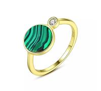 LOKILOKI Anelli di Malachite Rotondi in Argento Sterling 925 per Le Donne Festa di Nozze di Lusso Cz 18k Placcato Regalo di Gioielli Femminili Romantici Verdi