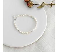 LOKILOKI Braccialetto per Bambini Real Mini Gioielli di Perle d'Acqua Dolce Naturali per Ragazza Kid Bel Regalo con Gioielli in Argento Sterling 925