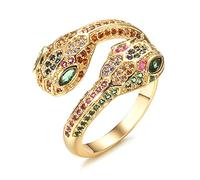LOKILOKI Nuovi Gioielli Animali Vintage con Zirconi Multicolore Anello con Doppio Serpente più Luminoso Progettato per Regali per Feste da Donna