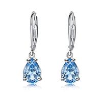 LOKILOKI Orecchini A Clip con Topazio Blu Cielo Creato con Goccia d'Acqua Pietre Preziose Gioielli in Argento 925 per Le Donne Elegante Regalo di Nozze Gioielleria Raffinata