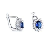 LOKILOKI Orecchini A Clip con Zaffiri Blu con Pietre Preziose Colorate Orecchini in Argento Sterling 925 Reali per Le Donne Regali di Fidanzamento Gioielleria Raffinata