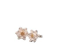 LOKILOKI Orecchini A Lobo in Argento Sterling 925 con Fiore di Loto Dorato per Donna Gioielli in Argento Sterling di Alta qualità da Donna Elegante