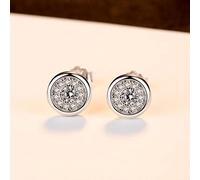 LOKILOKI Orecchini A Lobo in Argento Sterling 925 per Le Donne Orecchini A Bottone con Micro Pavé di Zirconi Cubici Orecchini A Bottone Spessi per Le Orecchie Piercing