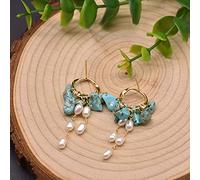 LOKILOKI Orecchini con Perle d'Acqua Dolce Naturali Originali Orecchini con Orecchini A Goccia in Turchese 925 Sterling Silver Fine Jewelry