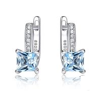 LOKILOKI Orecchini in Argento Sterling 925 con Gemma Quadrata Creata Orecchini A Clip con Topazio Azzurro Cielo per Le Donne Gioielli alla Moda Nuovo