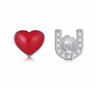 LOKILOKI Orecchini in Argento Sterling 925 Gioielli Smaltati A Cuore Adorabili Orecchini A Bottone Romantici di Moda per Le Donne Regalo di San Valentino D