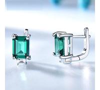 LOKILOKI Orecchini in Argento Sterling Massiccio 925 Genuino con Pietre Preziose Create Orecchini A Clip con Smeraldo per Gioielli Femminili Raffinati Regali di Nozze