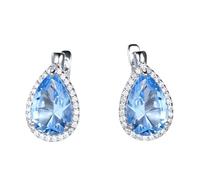 LOKILOKI Orecchini in Argento Sterling Massiccio 925 Pera Nano Sky Blue Topaz Orecchini A Clip con Pietre Preziose Smeraldo per Gioielli Regalo di Compleanno da Donna