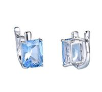 LOKILOKI Orecchini in Argento Sterling Massiccio 925 Rettangolo di Lusso Creato Orecchini A Clip con Topazio Azzurro Cielo per Gioielli Regalo da Donna