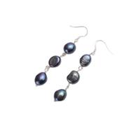 LOKILOKI Orecchini Lunghi in Argento Sterling 925 con Perle Barocche Naturali per Le Donne Orecchini Pendenti Fatti A Mano con Perle d'Acqua Dolce Nere Regalo per Feste