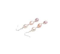 LOKILOKI Orecchini Lunghi in Argento Sterling 925 con Perle Barocche Naturali per Le Donne Orecchini Pendenti Fatti A Mano con Perle d'Acqua Dolce Nere Regalo per Feste