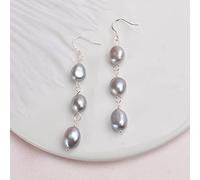 LOKILOKI Orecchini Lunghi in Argento Sterling 925 con Perle Barocche Naturali per Le Donne Orecchini Pendenti Fatti A Mano con Perle d'Acqua Dolce Nere Regalo per Feste
