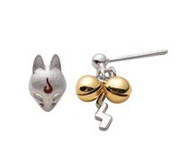 LOKILOKI Orecchini novità Orecchini A Forma di Volpe S925 Argento Animale 3D Volpe Orecchini A Campana d'oro Fatti A Mano per Le Donne Gioielli Regalo Gioielli per Feste Fredde Adorabili