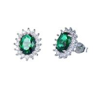 LOKILOKI Orecchini Principessa Diana 925 Gioielli in Argento Sterling Creati Orecchini Classici con Smeraldo Russo per Le Donne Regali di Nozze