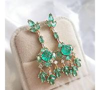 LOKILOKI S925 Orecchini Pendenti con Aghi d'Argento per Le Donne Nappe Smeraldo Naturale con Pietre Preziose Gioielleria Raffinata Temperamento da Sposa