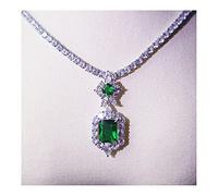 LOKILOKI Set di Gioielli per Donna S925 Orecchini in Argento Sterling con Pietre Preziose di Smeraldo Collana Scintillante Gioielleria Raffinata Classica