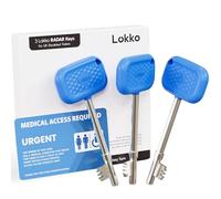 Lokko Chiave radar per WC per disabili (3 pezzi) - in confezione con carta igienica bonus - blu - impugnatura zigrinata, resistente, impermeabile, facile da usare