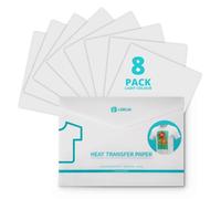 LOKLIK Carta termoadesiva per tessuti bianchi, 8 fogli di carta transfer termoadesiva per magliette e materiali tessili in cotone, materiali artigianali per vinile a trasferimento termico