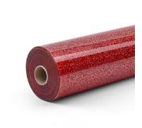 LOKLIK Rotolo di vinile rosso glitterato trasferimento di calore termoadesivo tessuto indumento 1 pz 30,5 x 90 cm, Standard