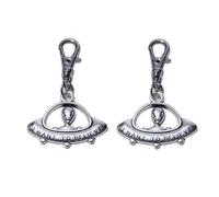 LOKLNEYK 2 portachiavi in argento antico alieno, portachiavi UFO, gioielli spaziali, ciondolo I Want To Believe