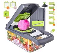 LOKLNEYK Affettatrice per verdure, Tritatutto for verdure 13 in 1 con set tritatutto for spezie, 7 lame, tagliaverdure, affettatrice for cipolle e frutta, accessori da cucina