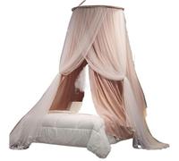 LOKLNEYK Baldacchino da letto, Tende a baldacchino for ragazze e adulti, Lussuose tende a doppio strato Baldacchini Rete, Zanzariera sogno, Cupola rotonda principessa in pizzo