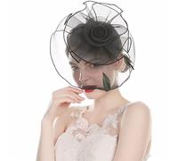 LOKLNEYK Cappelli da cocktail, Cappello da sposa con piume, a forma di fiore, in rete, for cocktail, feste, copricapo donna