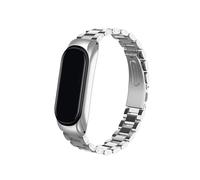 LOKLNEYK Cinturino a tre perline in metallo inossidabile adatto for Xiaomi Mi Band 7 6 5 4 8 Pro(Silver,For Mi Band 4)