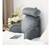 LOKLNEYK Cuscino Di Supporto Lombare ergonomico,Con Fodere Lavabili Collo Staccabile,Cuscino Di Supporto for La Schiena Con Supporto for Il Braccio Gioco,Lettura O Guardare La TV(Smoke Ash)