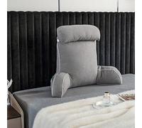 LOKLNEYK Extra large con memory foam triturato | Poggialetto con cuscino for il supporto del bracciolo del collo for sedersi a letto, leggere, giocare, guardare la TV(Nadeau Grey)