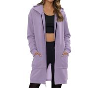 LOKLNEYK Felpa Donna con Cappuccio Felpa Pile Donna Taglie Forti Primavera Autunnali Sweatshirt Tuta Pile Felpe Running Oversize Hoodie Trekking Lunga Sportive Abbigliamento 2#Viola Chiaro L