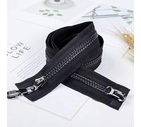 LOKLNEYK for Cucire Denti Argento Brillante Doppia Coda Piumino con Cerniera Accessori Moda(Black)