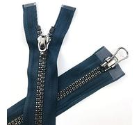 LOKLNEYK for Cucire Denti Argento Brillante Doppia Coda Piumino con Cerniera Accessori Moda(Navy)