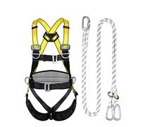 LOKLNEYK Kit Imbracatura di Sicurezza, Imbracatura di Sicurezza Completa for Il Corpo con Protezione della Vita a 5 Punti for lavori in Alta Quota, anticaduta/Corda Singola/2 m(Double Rope,3 Months)